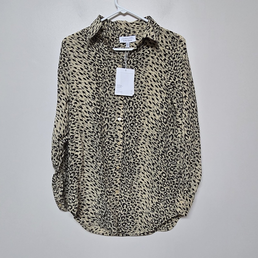 & Other Stories Size 0 Animal Print Button Up Lightweight Shirt Leopard Anthro‎